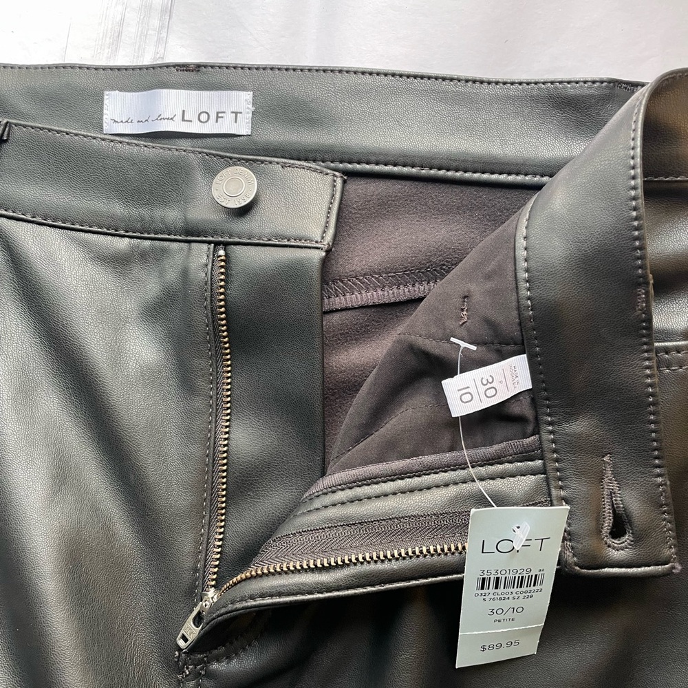 LOFT Black Straight Leg Faux Leather 5-Pocket Pants - Picture 5 of 5